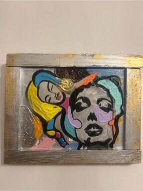Contemporary Pop Art Faces Wall Plaque - Multicolor